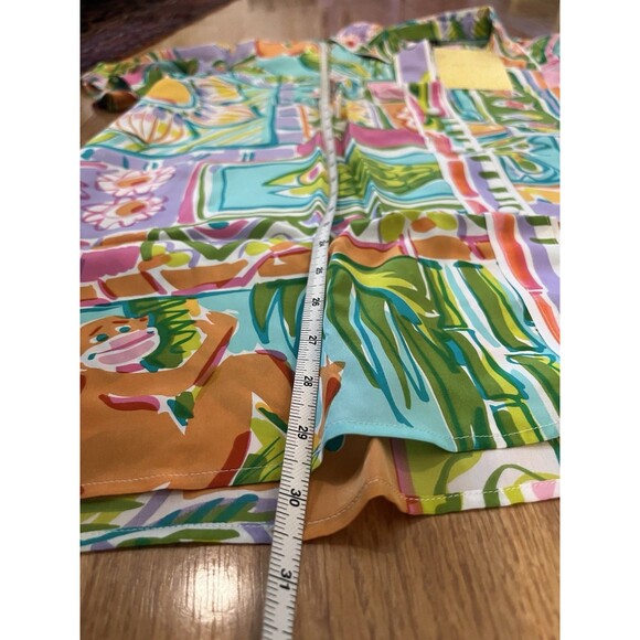 NWT Bob Mackie Multicolored 100% Silk Short Sleeve Button Down Blouse Size 2X - Picture 8 of 9